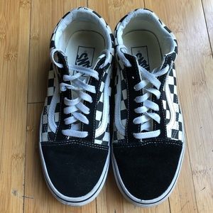 checkerboard vans sneakers